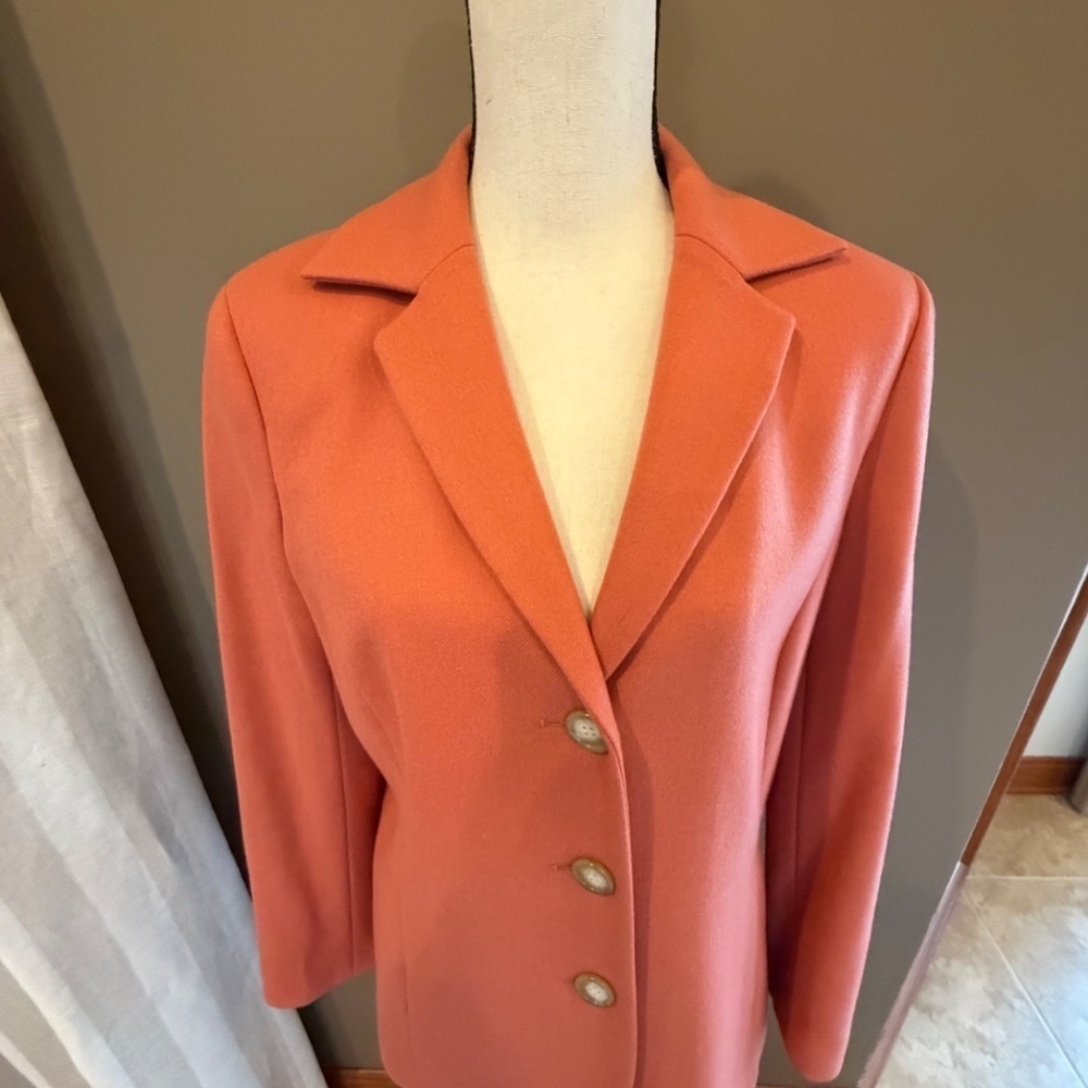 Talbots Wool Cashmere Blend Orange Blazer Jacket, Spring & Summer, Size 10